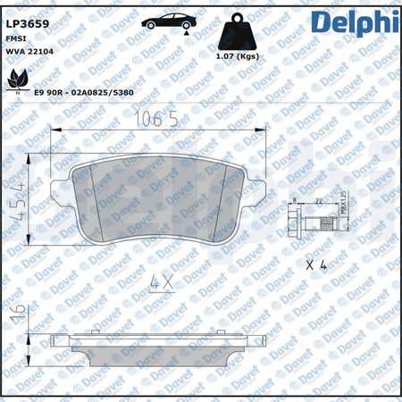 DELPHI LP3659 Fren Balatasi Arka Megane Iv 15> Megane Iii 08> Scenic Iii 08> Fleunce 08> (Elektrikli El Freni Uyumlu